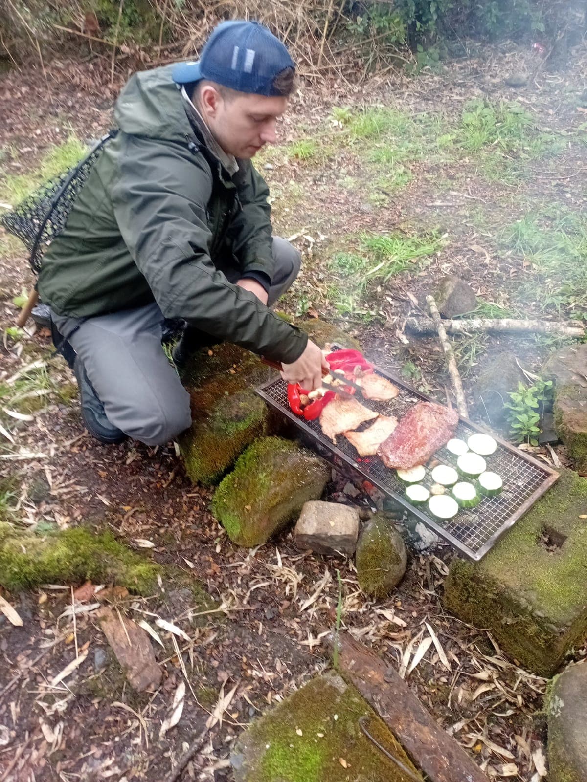 Asado al palo en el Fundo Los Huapes